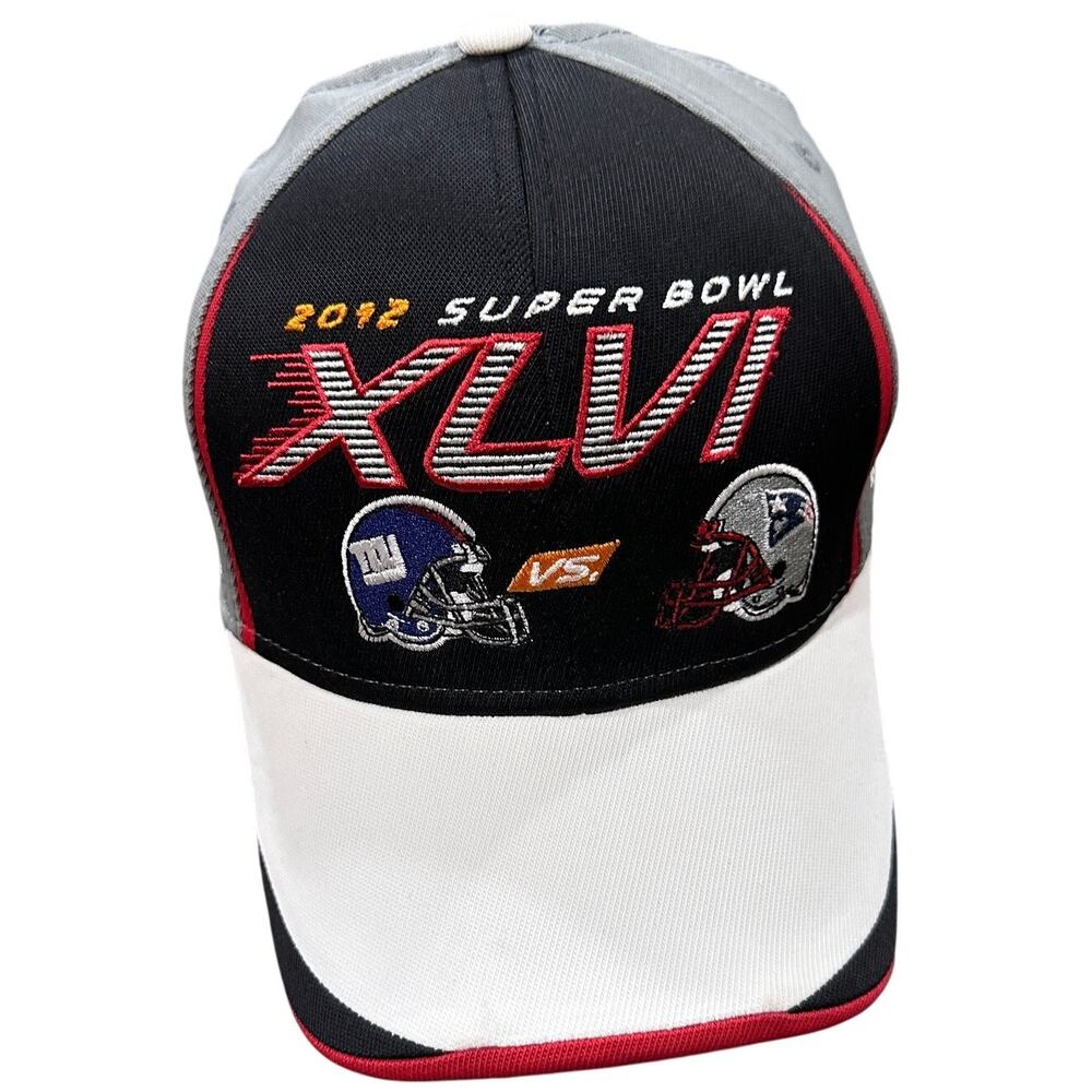 Reebok Super Bowl XLVI Hat OSFA 2012 Giants Patriots NFL Fitted Cap
